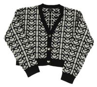 Sivo-čierny vzorovaný prepínaci crop sveter River Island