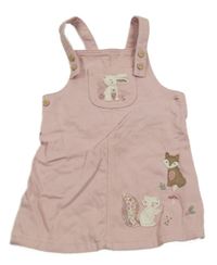 Světelrůžové riflové laclové šaty se zvířátky 