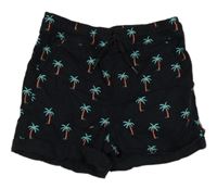 Čierne plátenné kraťasy s palmami Primark