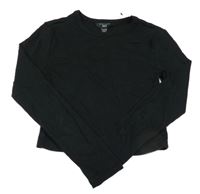 Čierne rebrované crop tričko New Look