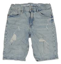 Svetlomodré rifľové kraťasy s vyšúchaním H&M