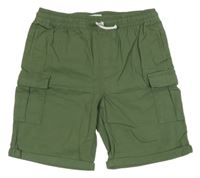 Khaki plátěné kraťasy s kapsami Primark