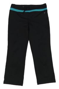 Čierne crop športové legíny s modrým pruhom