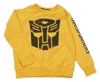 Žltá mikina s potlačou a nápisem na rukávu - Transformers