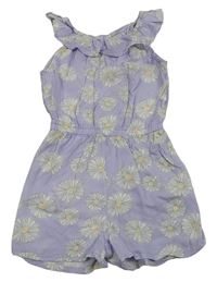 Lila květovaný kraťasový overal s volánky H&M