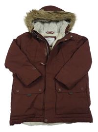 Mahagónovoá šušťáková zimná bunda s kapucňou s kožešinou Craghoppers