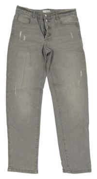 Světlešedé elastické rifle s knoflíky Kiabi