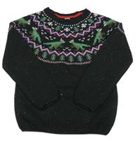Čierno-zeleno-farebný sveter s diny Tu