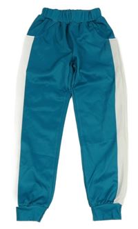 Zeleno-bílé sportovní tepláky s pruhy