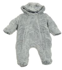 Šedá plyšová zateplená kombinéza s kapucí George