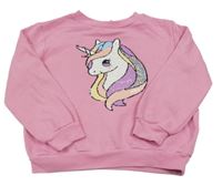 Ružová mikina s jednorožcem z flitrů H&M