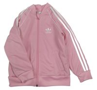 Růžovo-bílá propínací sportovní mikina s logem Adidas