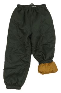 Tmavozelené šušťákové zateplené cuff nohavice