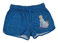 Modré vzorované plážové kraťasy s Elsou Disney