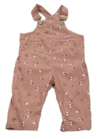 Staroružové rebrované kvetované na traké nohavice Shein