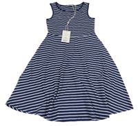 Nové - Tmavomodro-biele pruhované rebrované šaty Alive