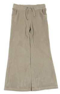 Béžové plyšové široké tepláky F&F