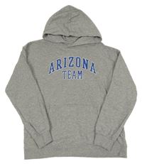 Šedá mikina s nápisem a kapucí 