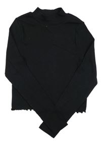Čierne rebrované crop tričko M&S