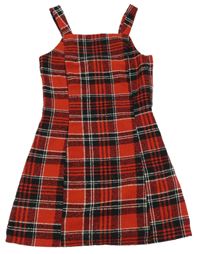 Červeno-čierno-biele kockované úpletové šaty H&M