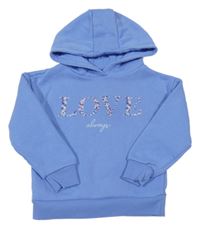 Svetlomodrá mikina s nápisom a kapucňou Primark
