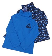 Nové - 2set - 2x tmavomodrý rolák - s potiskem + vzorovaný Lupilu