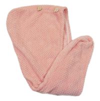 Růžový plyšový turban/ručník na vlasy