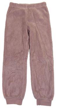 Lila plyšové pyžamové kalhoty H&M