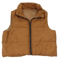 Hnedá šušťáková crop zateplená vesta Shein