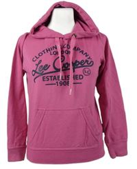 Dámská tmavorůžová mikina s nápisy a kapucí Lee Cooper 