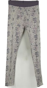 Dámske bielo-fialové vzorované športové legíny Workout