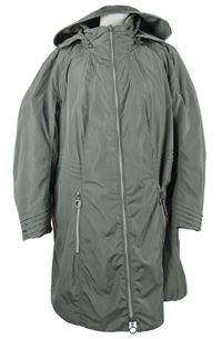 Dámsky khaki šušťákový jarný kabát s kapucňou Bonita