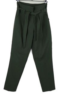 Dámské khaki paper bag kalhoty s páskem New Look 