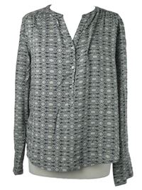 Dámska tmavomodro-biela vzorovaná blúzka S. Oliver