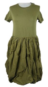 Nové - Dámske khaki midi šaty s plátěnou sukní Primark