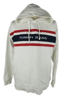 Pánská bílá mikina s logem a kapucí Tommy Hilfiger