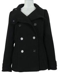 Dámsky čierny flaušový krátky kabát H&M
