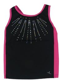 Čierno-ružový športový top s flitrami