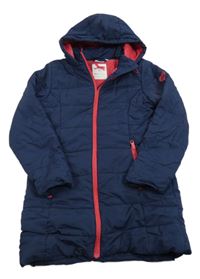 Tmavomodrý šušťákový zimná kabát a kapucňou kids