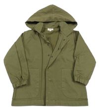 Khaki riflová bunda s kapucí 
