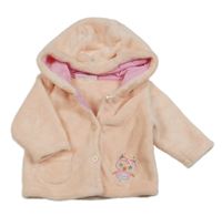 Lososová fleecová bunda so sovou a kapucňou Ergee