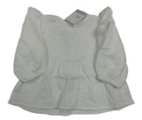 Nové - biela mušelínová blúzka s kvietkami Primark