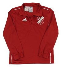 Červená športová futbalová mikina s potlačou Adidas
