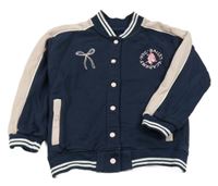 Tmavomodro-růžová silnější propínací mikina s potiskem Nutmeg