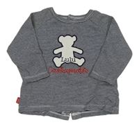 Tmavomodro-biele pruhované tričko s medvěďom