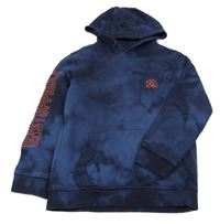 Modro-bílá batikovaná mikina s kapucí Nutmeg