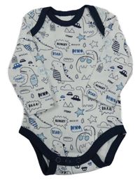 Bílo-modré body s dinosaury C&A