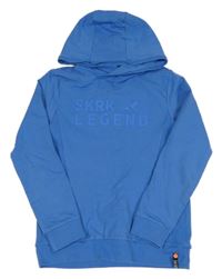 Modrá mikina s horami a nápisom a kapucňou Skurk