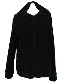 Dámská černá sametová propínací mikina s kapucí 