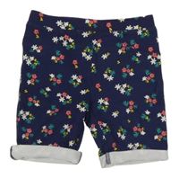 Tmavomodré květované teplákové kraťasy